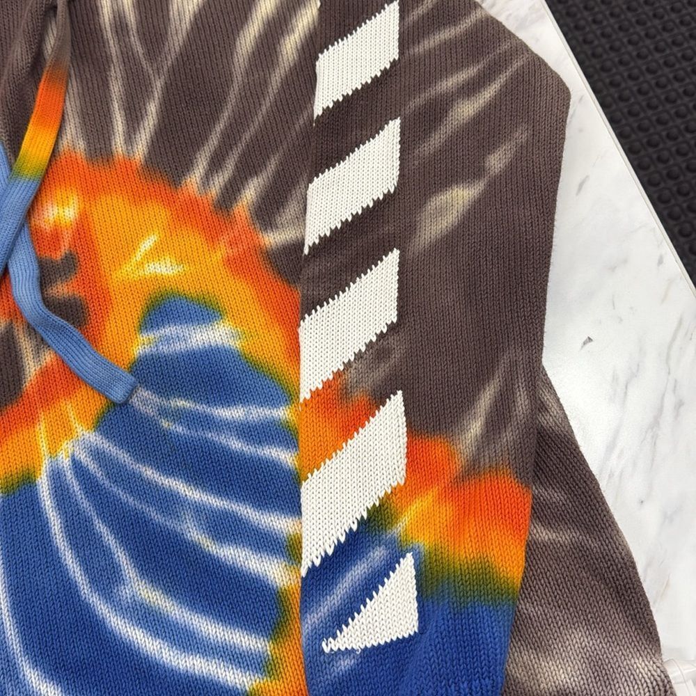 Off-White Tie-Dye Multicolor Knit Mens Hoodie - Picture 4 of 11